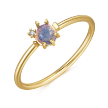 Delicate Simple Ocean Jewelry Copper Ring with 18K Gold Plated